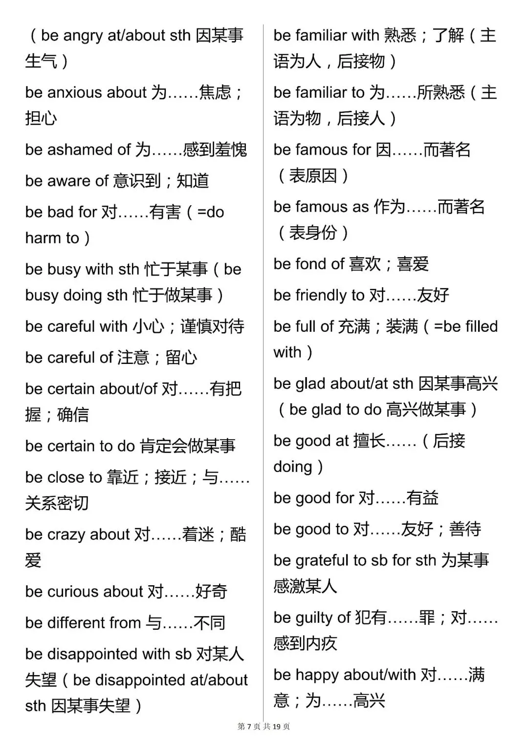 中考英语必背【初中英语必背固定搭配大全】,可打印 快收藏 第7张 中考英语必背【初中英语必背固定搭配大全】,可打印 快收藏 第7张