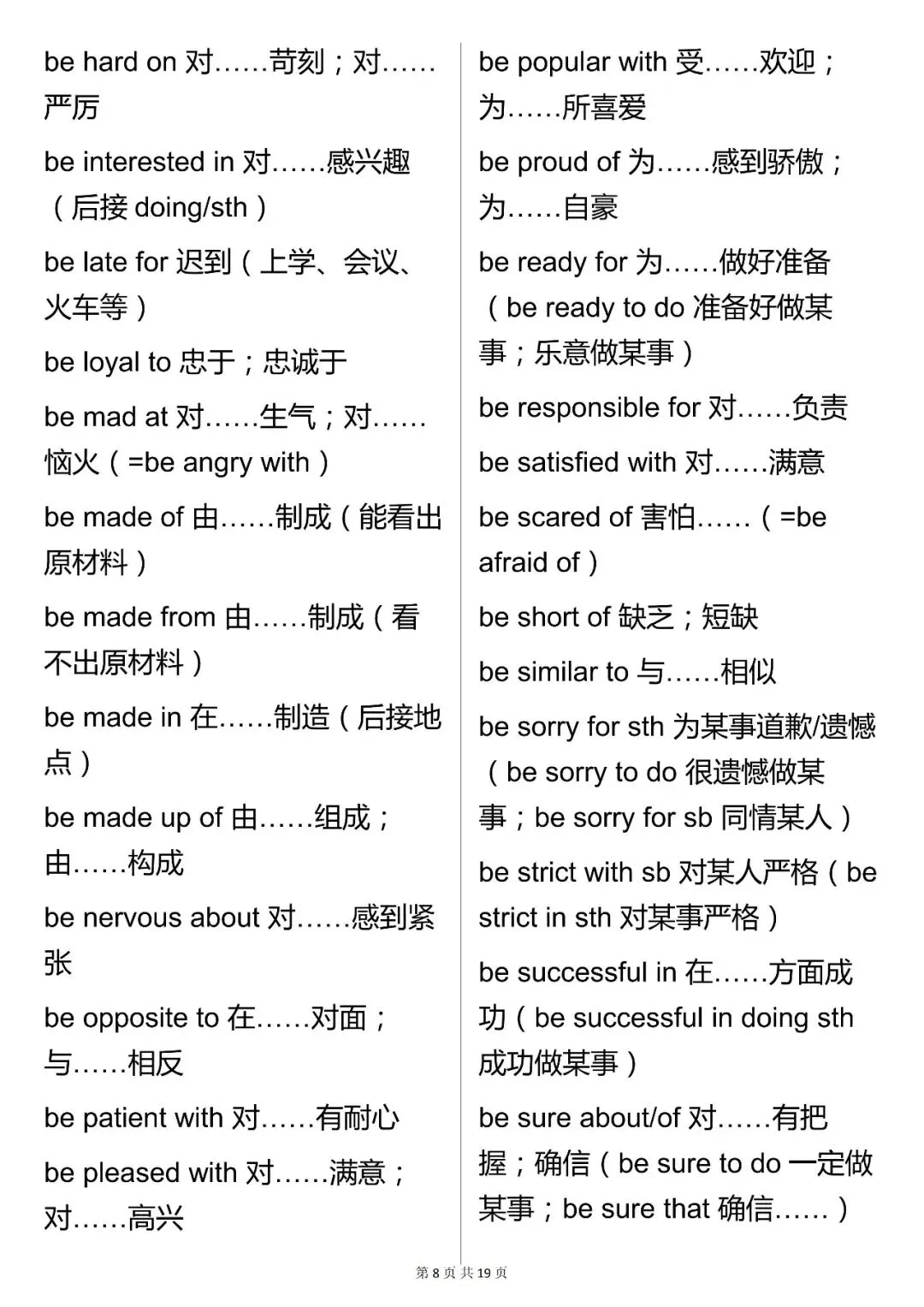 中考英语必背【初中英语必背固定搭配大全】,可打印 快收藏 第8张 中考英语必背【初中英语必背固定搭配大全】,可打印 快收藏 第8张