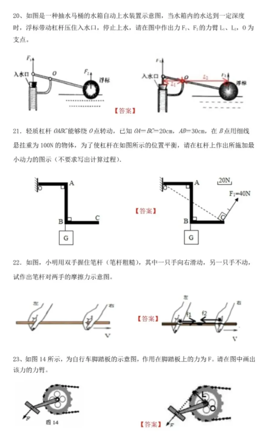 中考力学作图经典练习 第6张