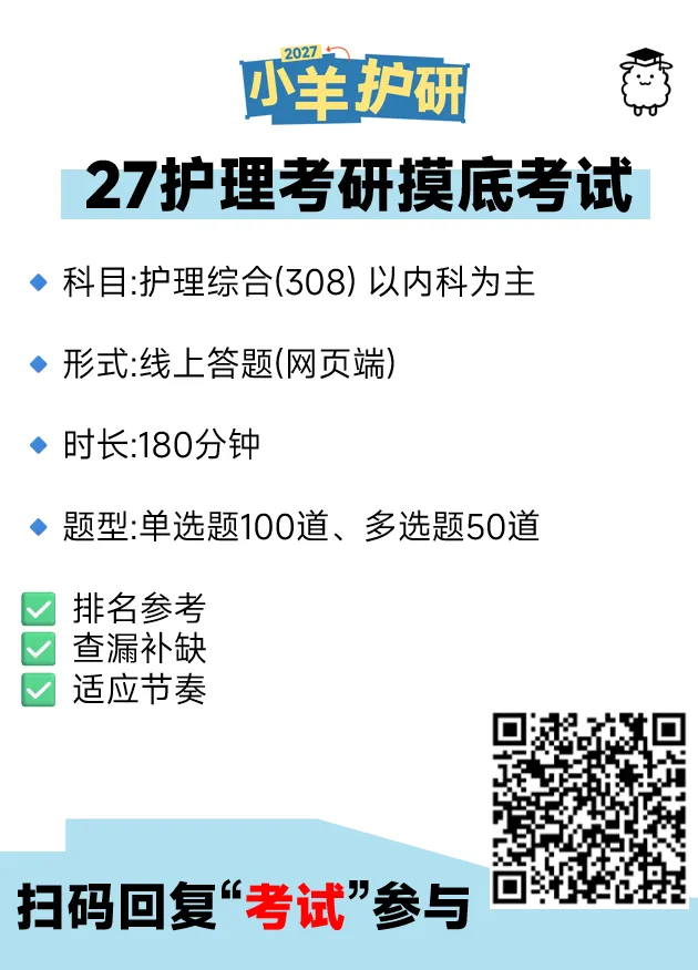 今晚截止|27护理考研摸底考试 第6张 今晚截止|27护理考研摸底考试 第6张