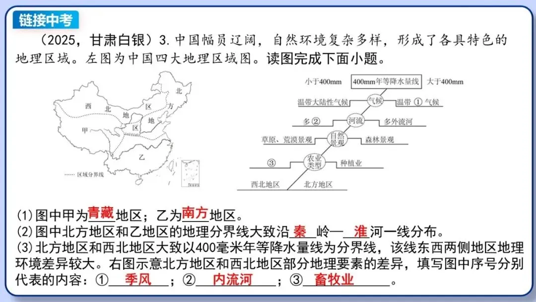 2026年中考地理复习专题十五:中国的地理差异(课件+教学设计+导学案+课后习题) 第22张 2026年中考地理复习专题十五:中国的地理差异(课件+教学设计+导学案+课后习题) 第22张