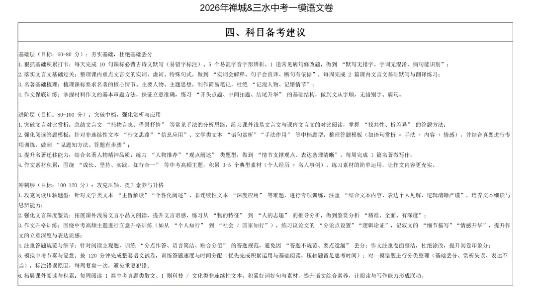 2026年佛山四区中考一模语文试卷及解析 第7张