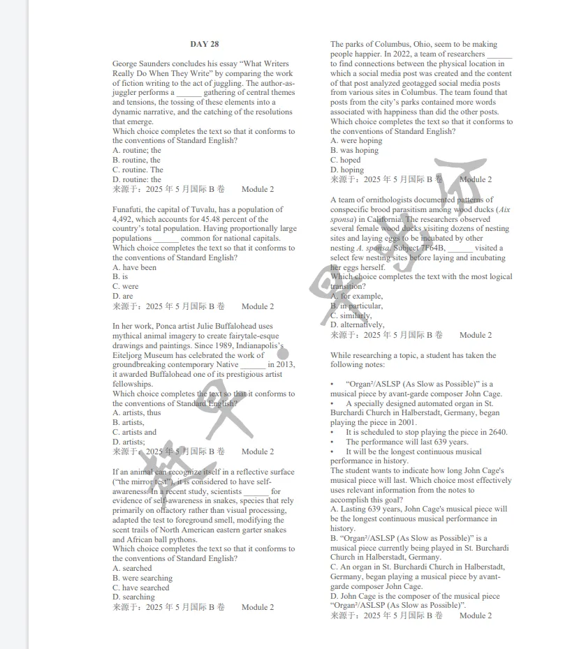 【SAT每日一练】2025真题练习 | 深度解析 视频串讲-Day 28 第3张