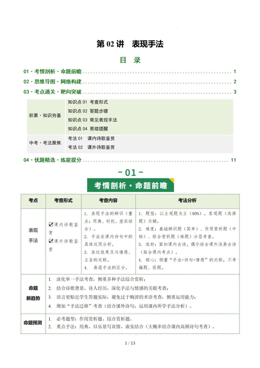 2026年中考复习古诗词阅读第2讲《表现手法》讲练测 第40张