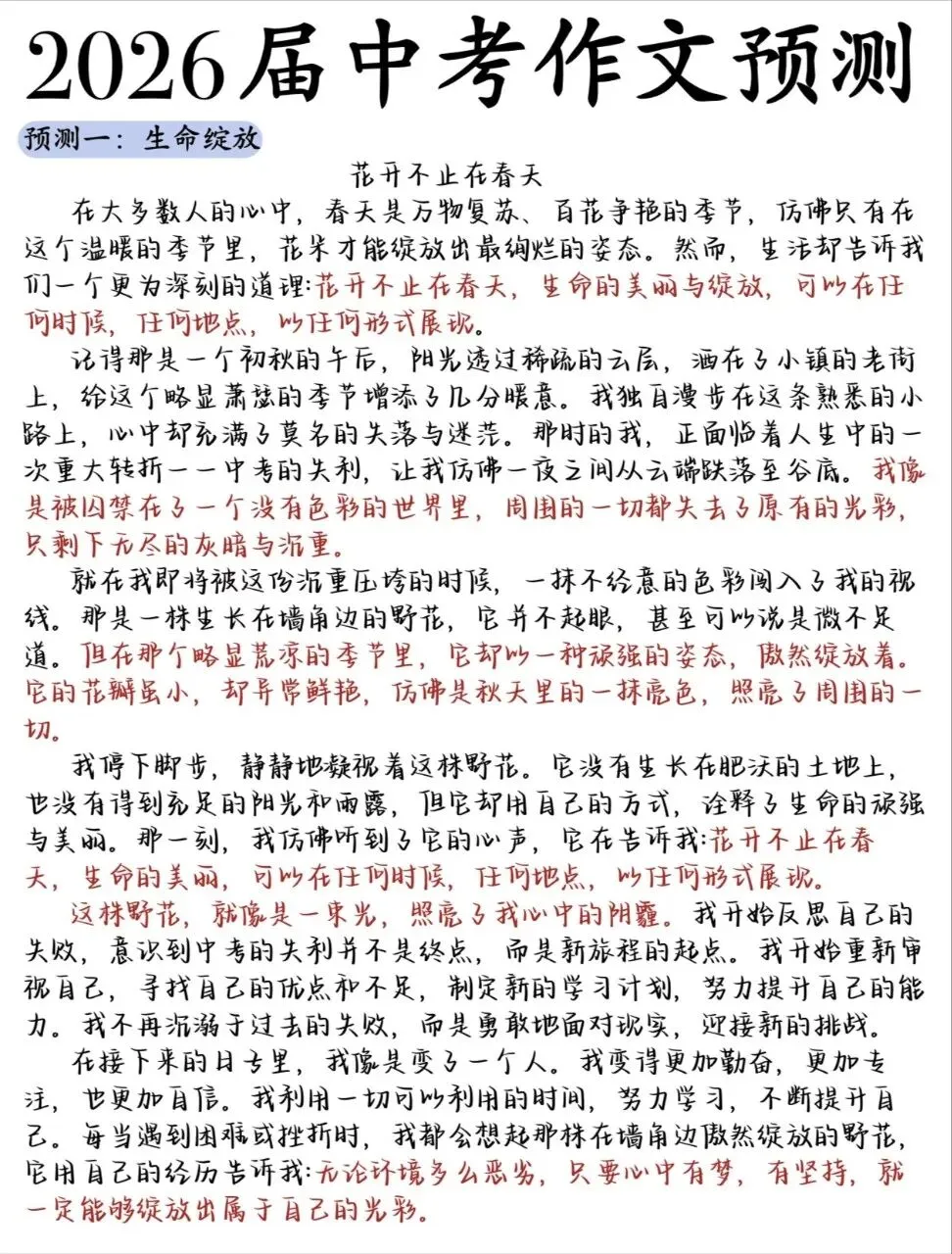 2026届中考作文预测 第1张