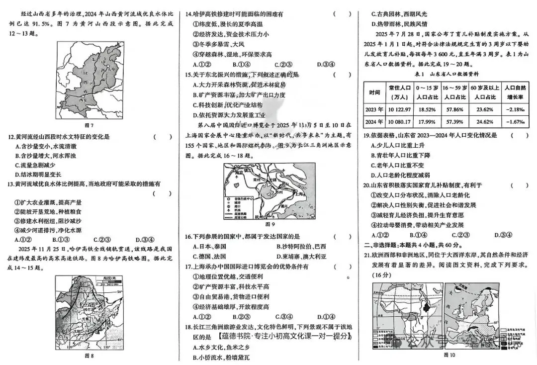 2026枣庄地理结业考试模拟卷【1】 第3张