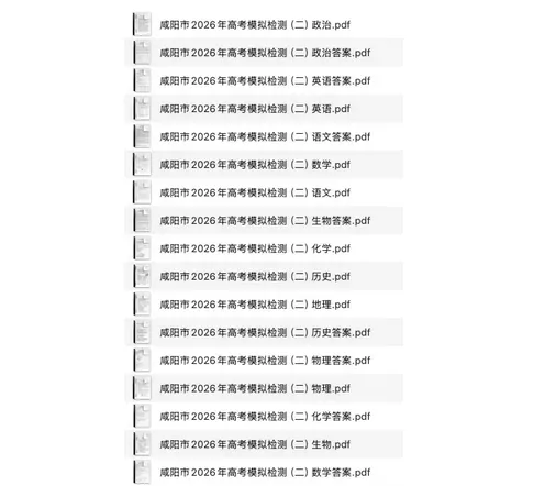陕西省咸阳市2026年高考模拟检测试卷及答案(二)(咸阳二模) 第1张