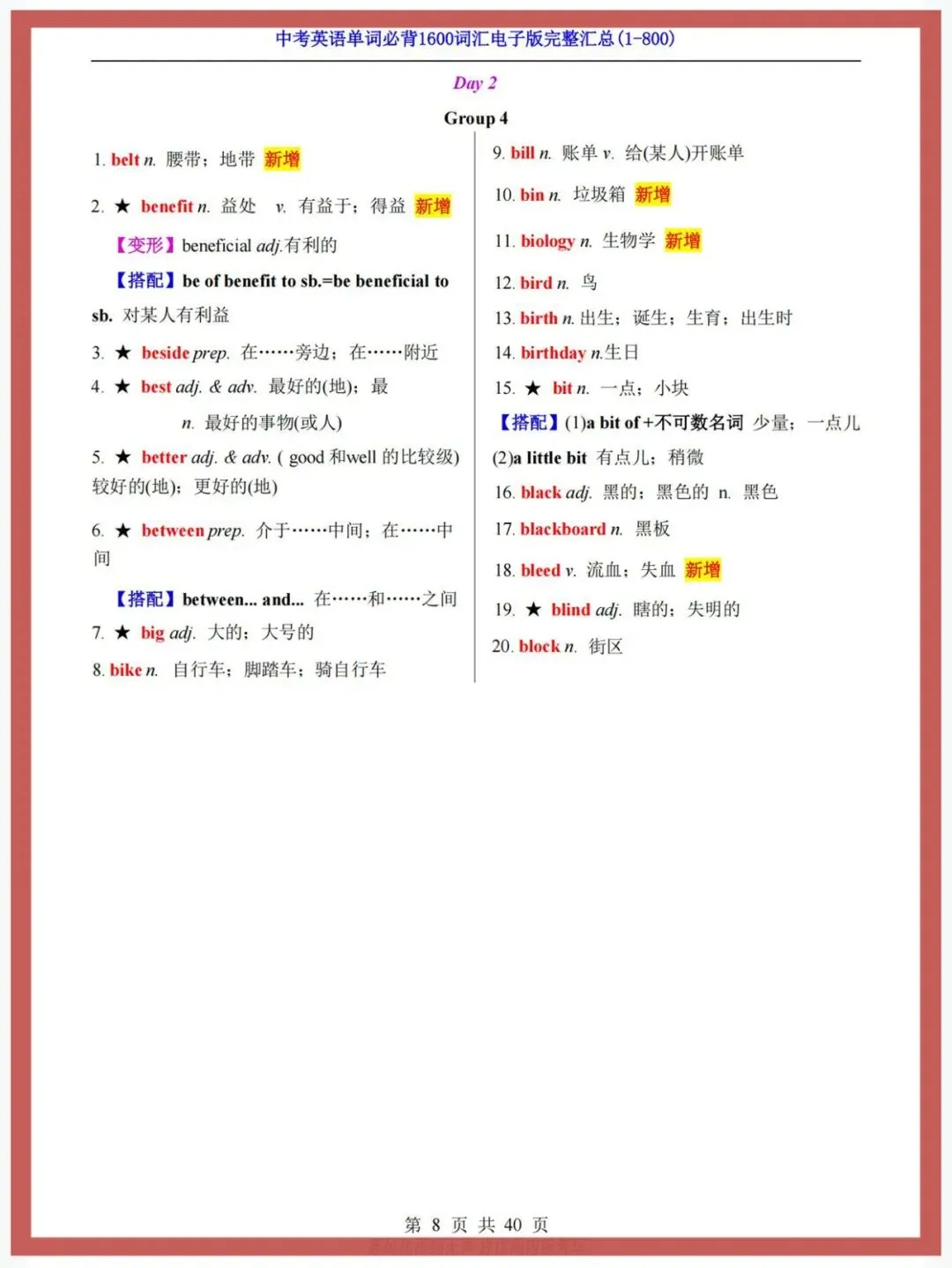 中考英语 1600 词 20 天计划 + 完整词表,孩子轻松吃透初中词汇大关 第8张 中考英语 1600 词 20 天计划 + 完整词表,孩子轻松吃透初中词汇大关 第8张