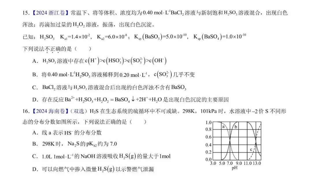 【真题集训】2024年高考化学试题水溶液中的离子平衡(汇编+答案) 第5张 【真题集训】2024年高考化学试题水溶液中的离子平衡(汇编+答案) 第5张