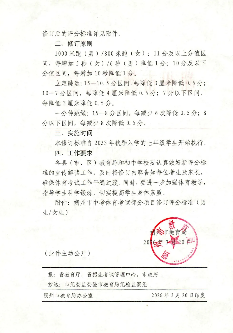 【中考指南】朔州市2026年体测部分项目评分标准调整通知 第3张