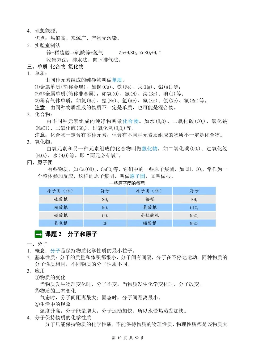 中考化学全部知识点总结(背诵版) 第9张