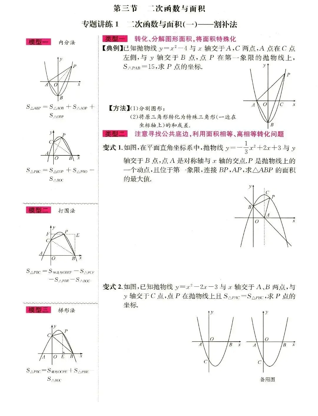 中考数学二次函数与面积综合题 第1张