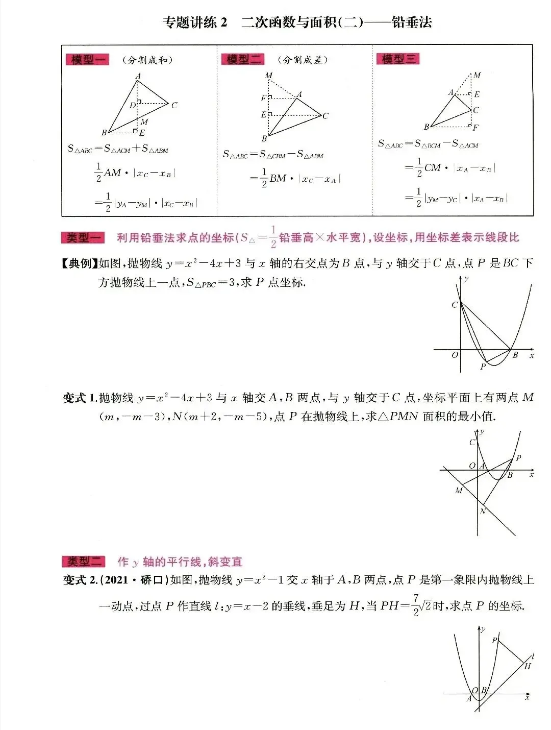 中考数学二次函数与面积综合题 第2张