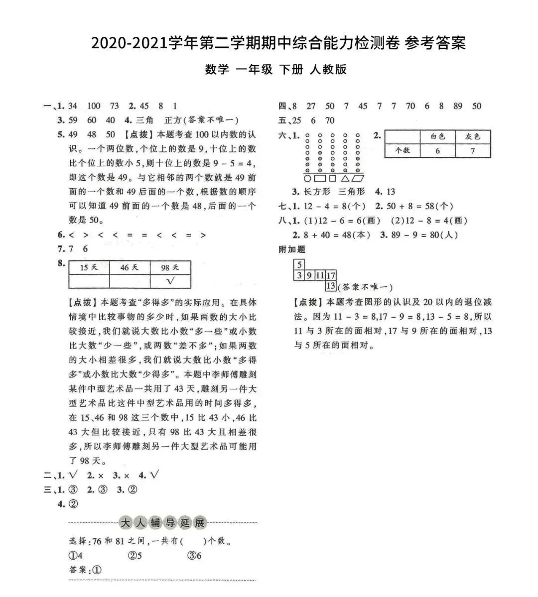 春期1-6下 期中试卷(人教版-含答案) 第4张