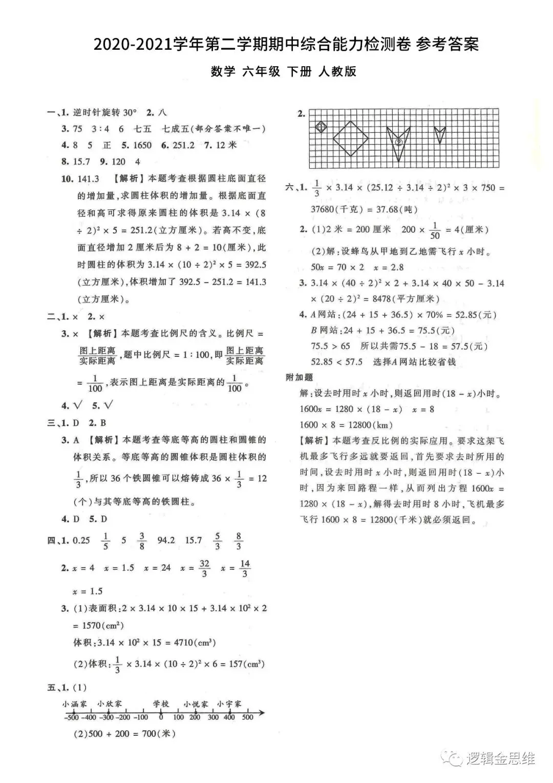 春期1-6下 期中试卷(人教版-含答案) 第19张