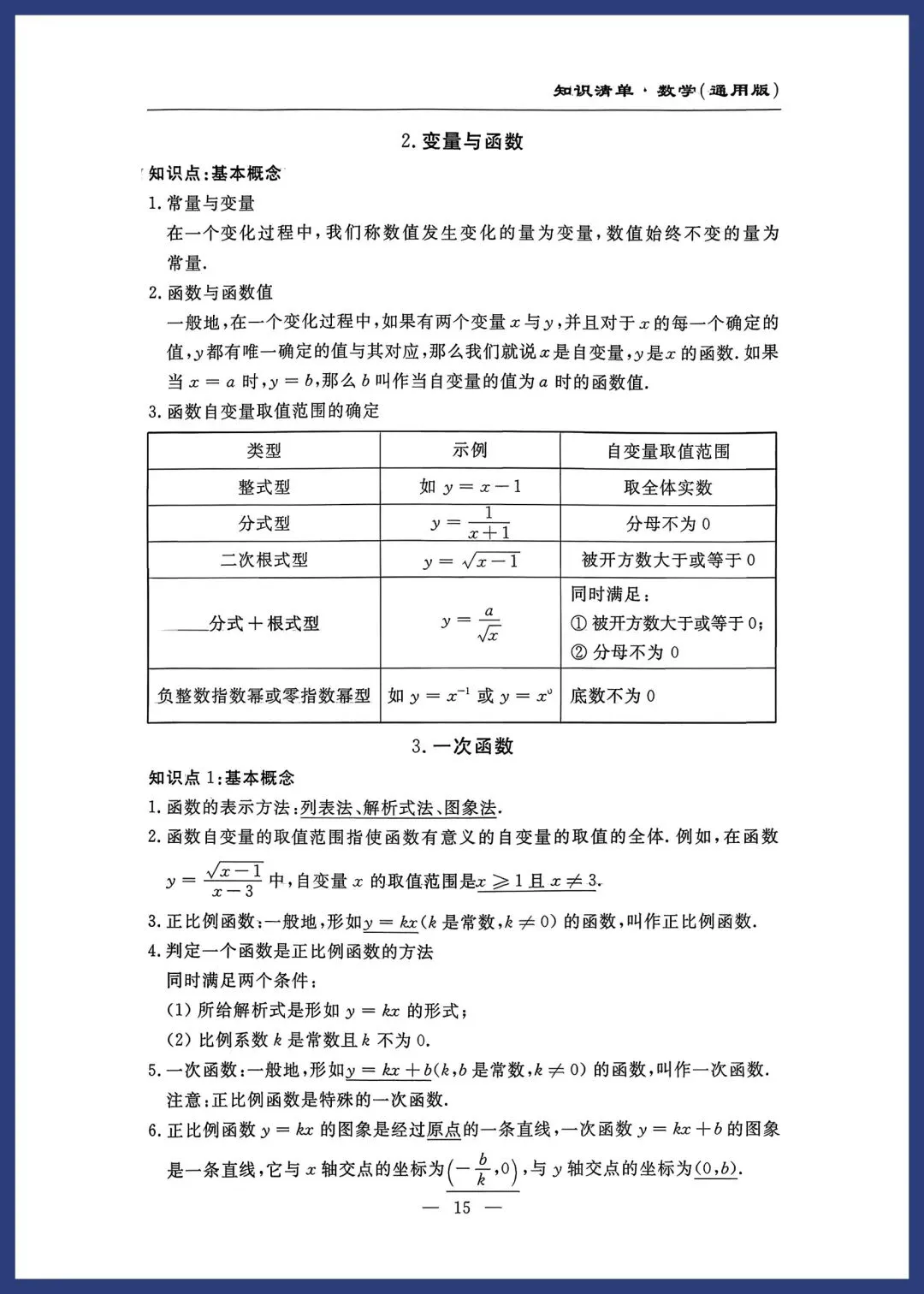 中考数学知识清单(通用版) 第15张