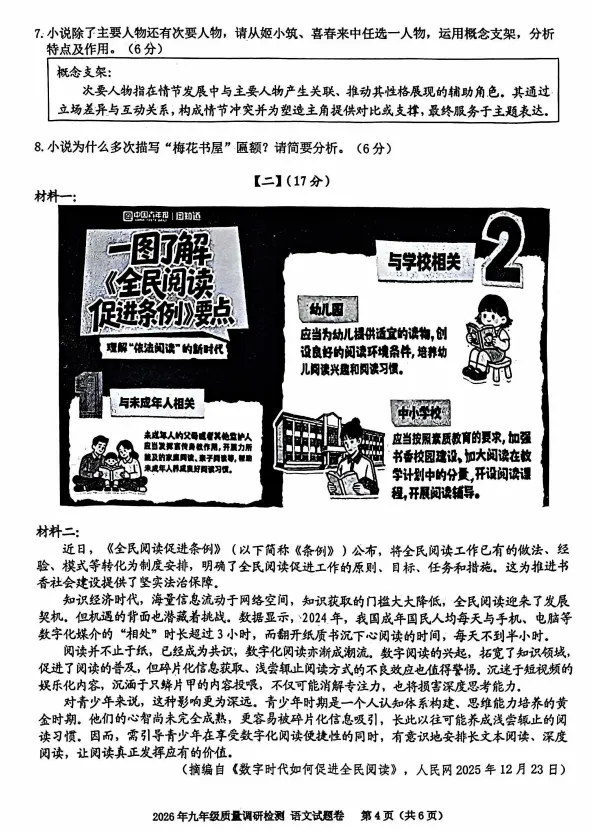 2026合肥市蜀山区语文一模试卷(含答案) 第4张