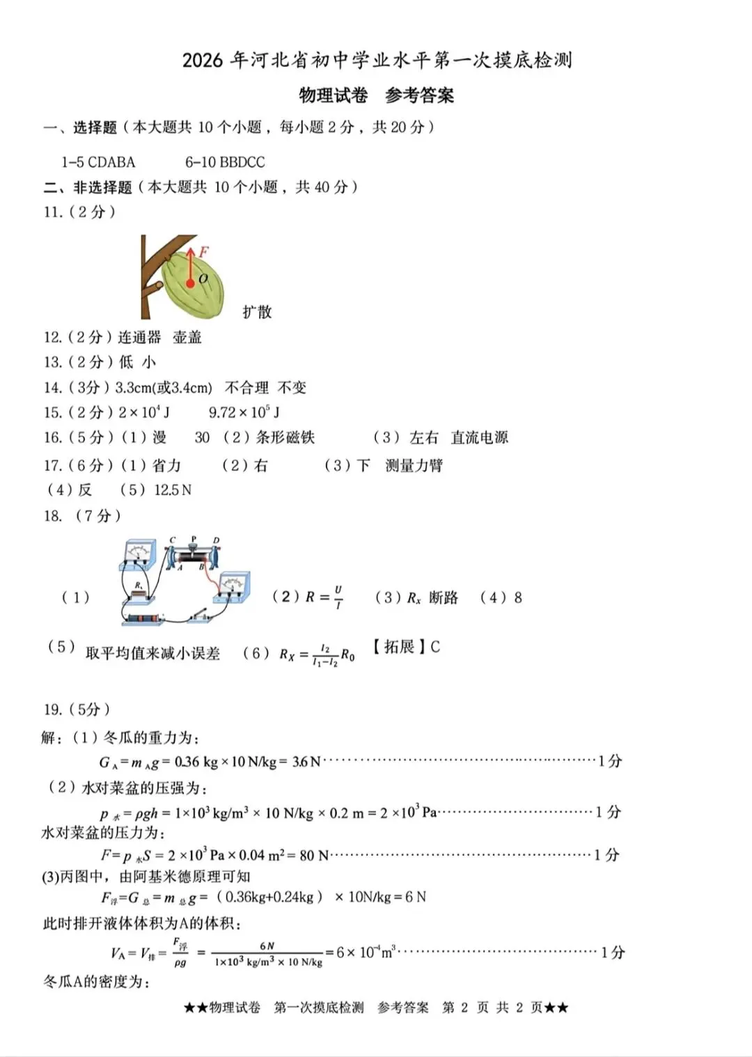 2026年石家庄长安区一模物理试卷 第7张