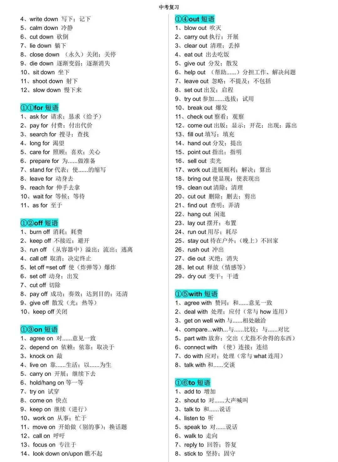 中考英语高频短语汇总 第3张