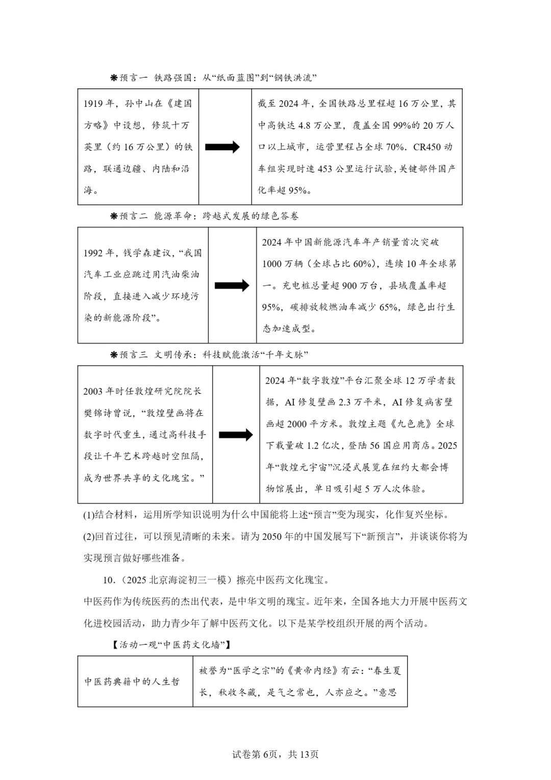 25年初三道法一模真题汇编-分析说明题2 第6张