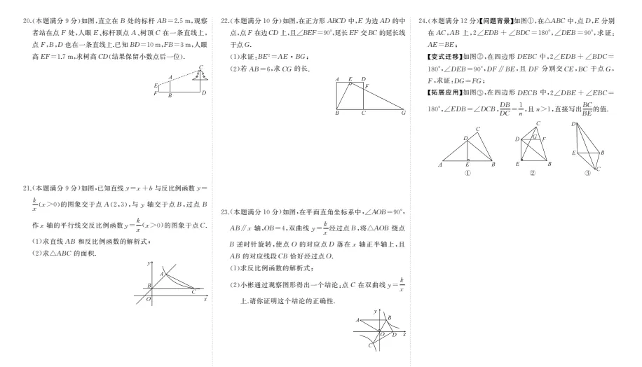 2026春初中数学《期中试卷》7-9下册(人教版) 第12张