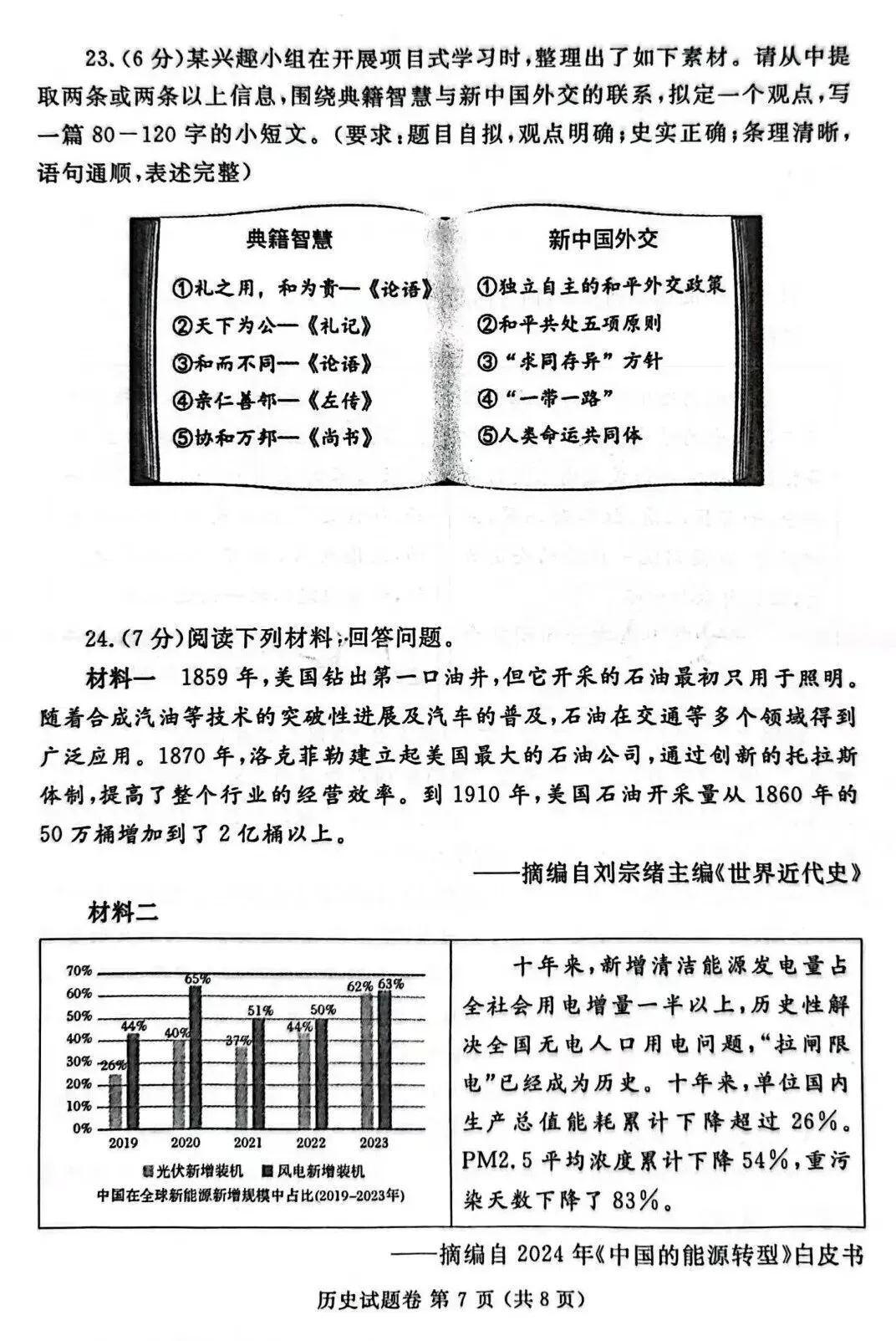 2025年郑州市中考二质测历史试卷,后附答案 第7张 2025年郑州市中考二质测历史试卷,后附答案 第7张