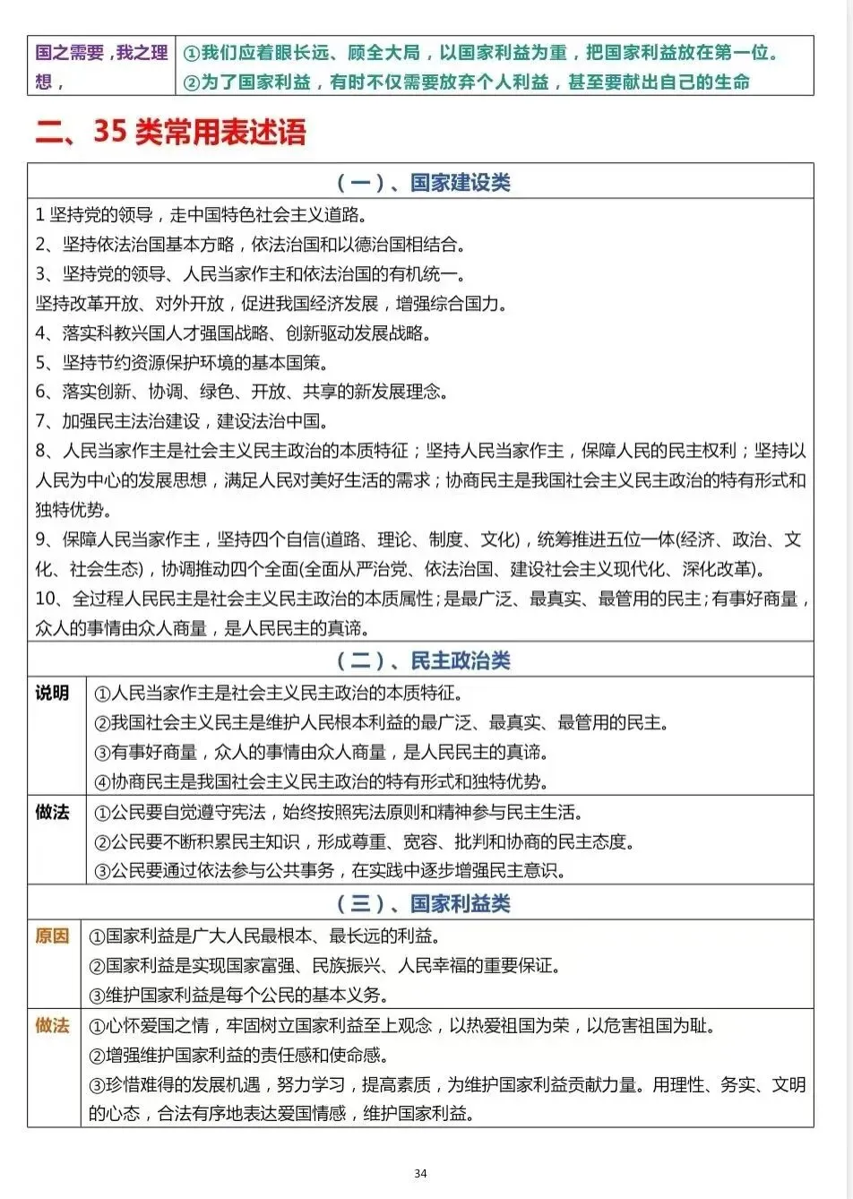 中考道法最全答题术语分类,包含①:10类关键词转换术语;②:35类常用表述语;③:3类评论角度答案术语 第4张