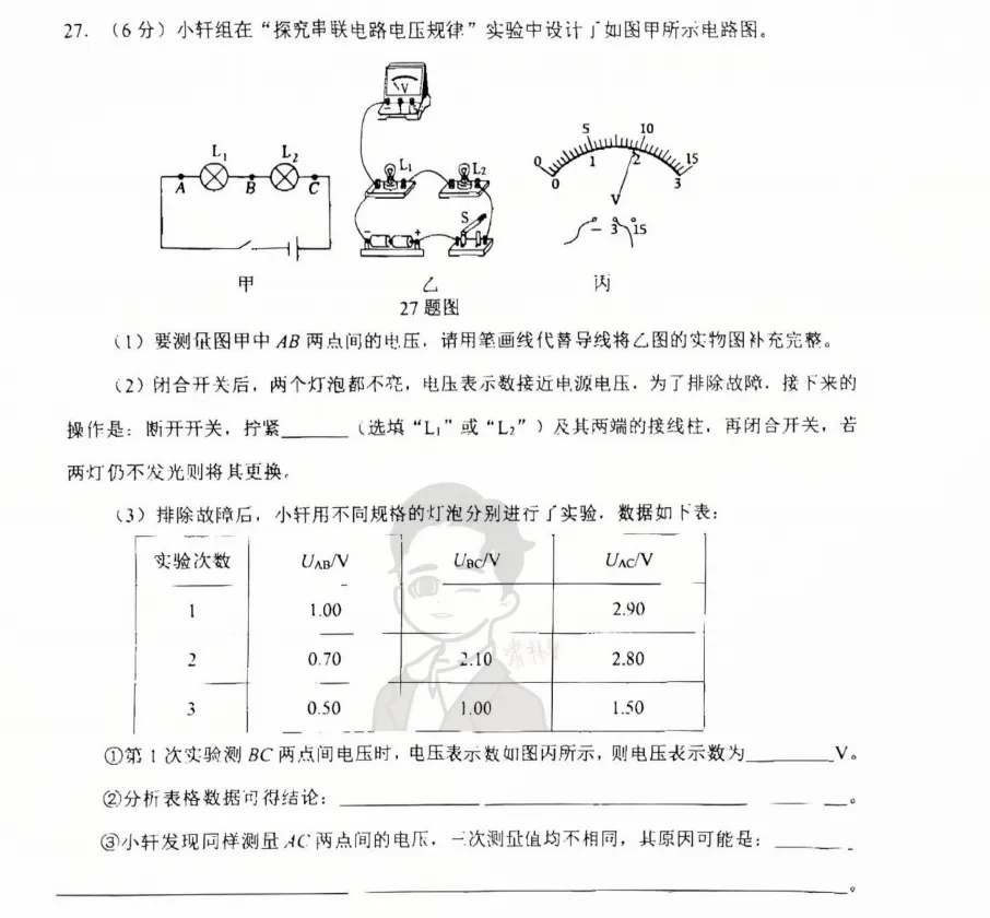 26初三历下区一模物理试卷+解析 第16张