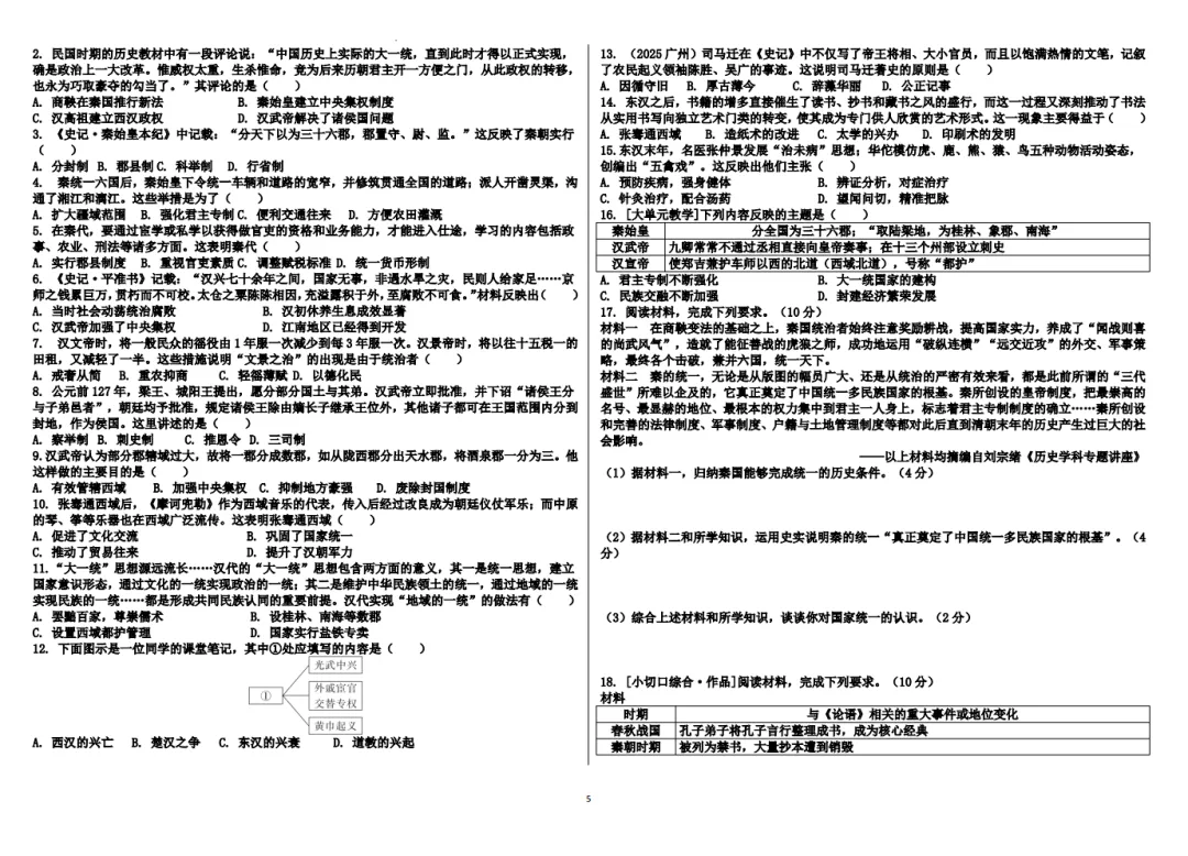中考历史——中国古代史高频考点 第5张