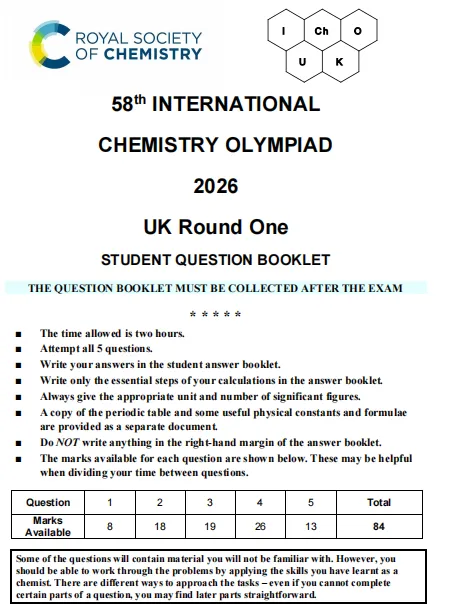 考后速领!2026年UKCHO竞赛真题+答案解析PDF免费领~ 第1张