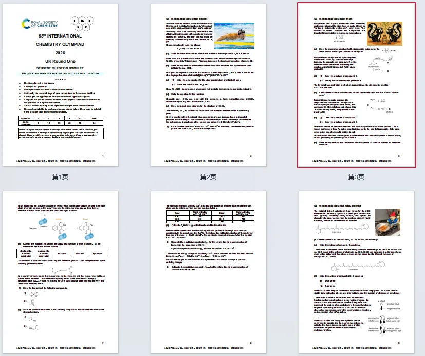 考后速领!2026年UKCHO竞赛真题+答案解析PDF免费领~ 第3张