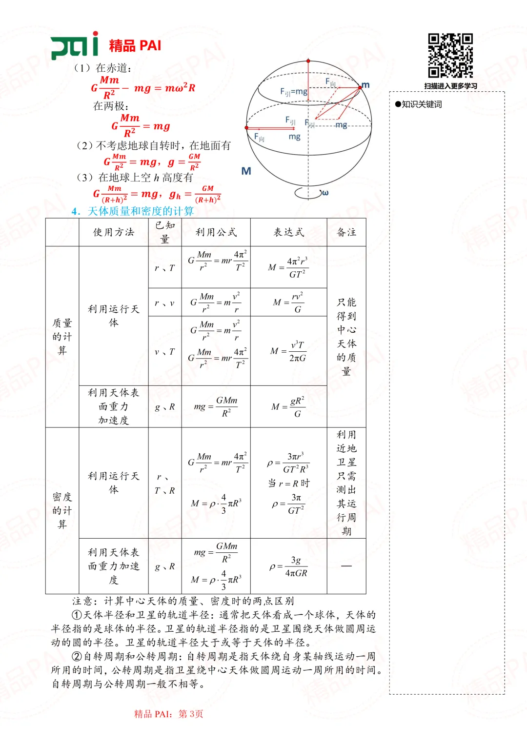 高中物理考点全析与经典真题---必修二:7.万有引力定律及应用 第4张