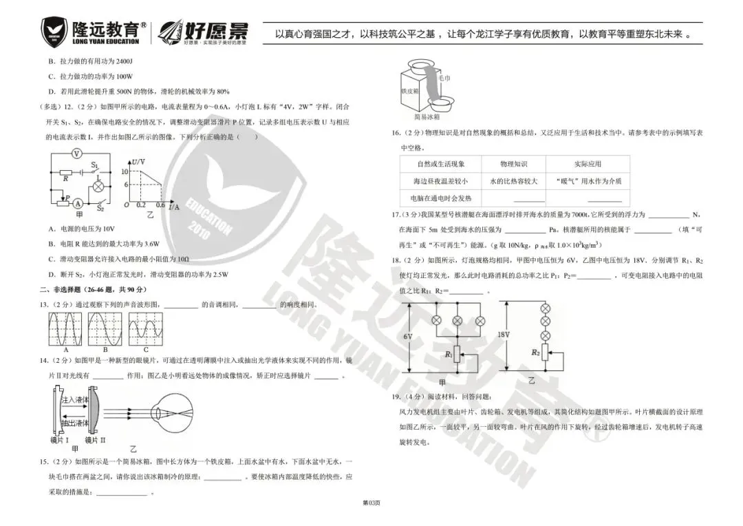 2025年南岗区九年级物理二模试卷 第5张