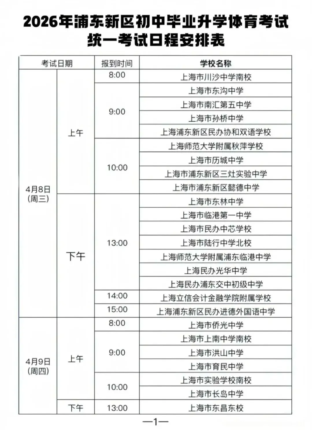 2026浦东体育中考时间及注意事项新鲜出炉 第2张