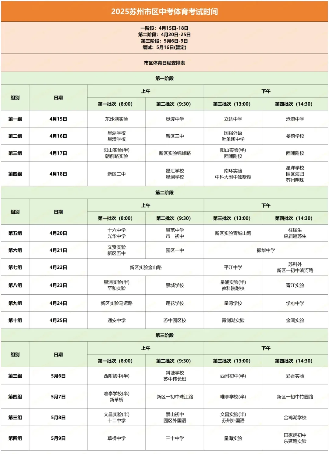 今年体育中考提前打响!苏州体育中考时间+考点定了! 第5张