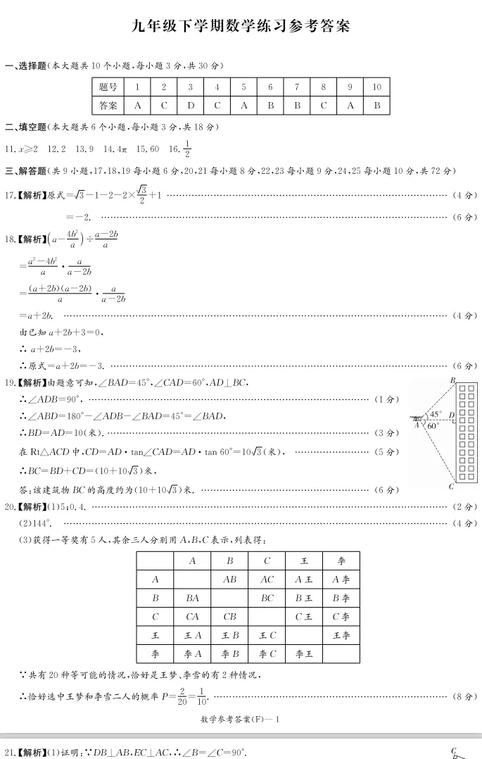 2026年春季九下附中集团中考一模数学试卷与答案 第6张