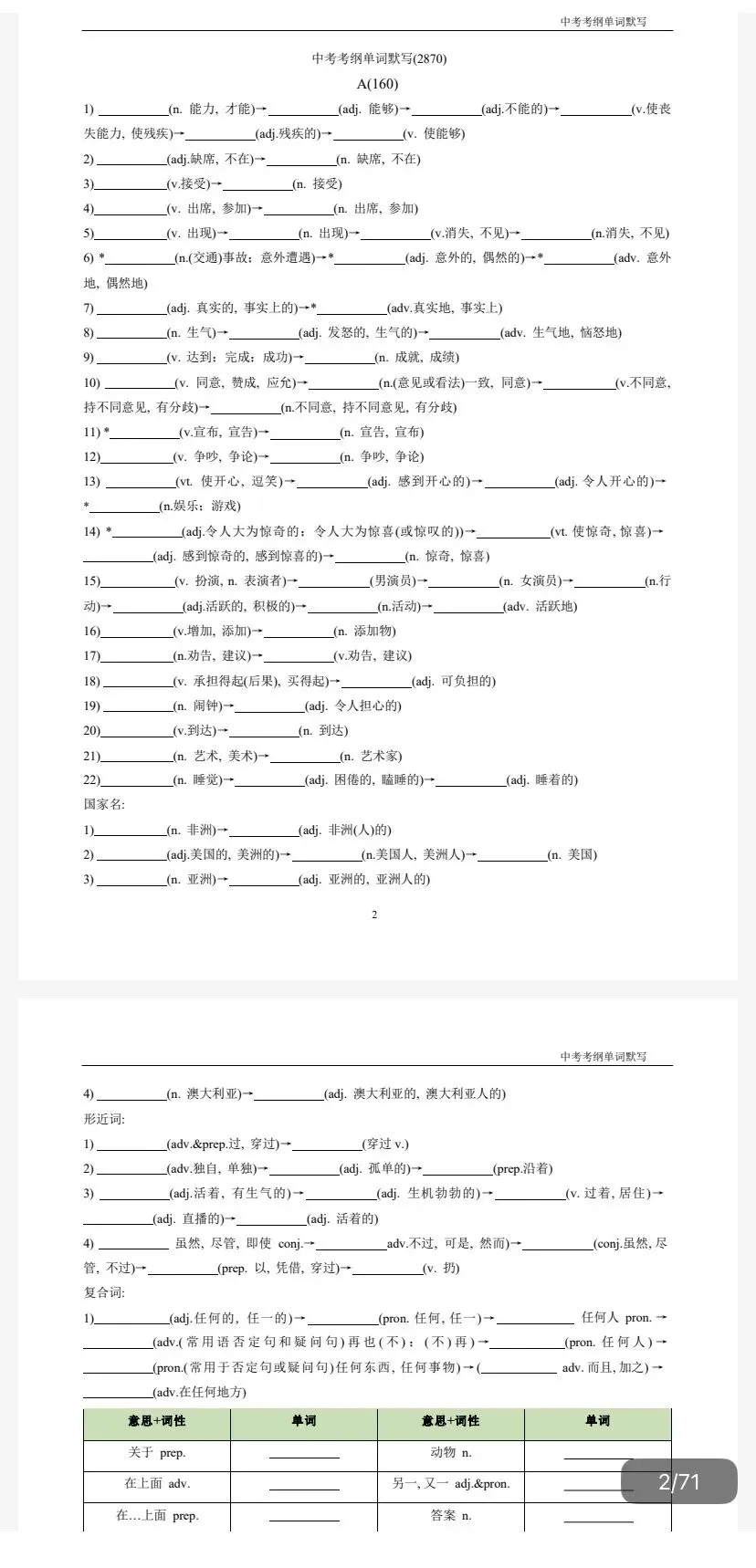2026中考英语考纲词汇及短语基础过关 第3张
