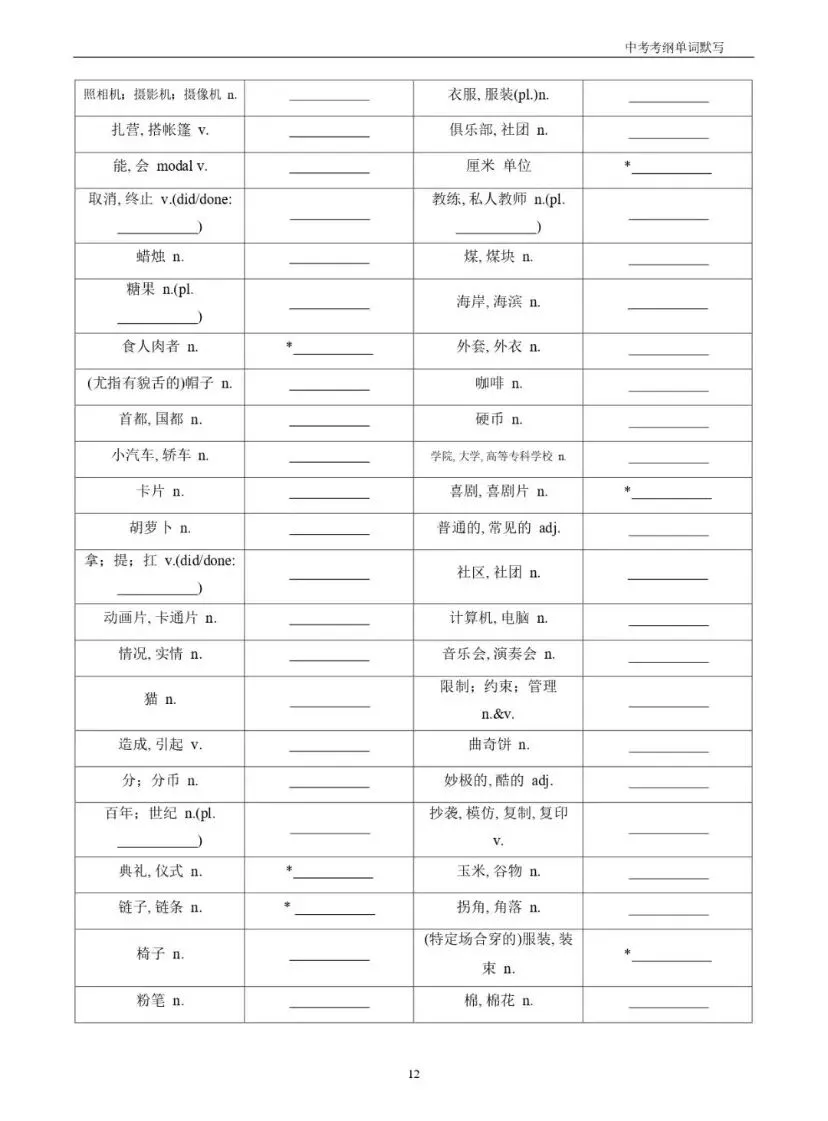 2026中考英语考纲词汇及短语基础过关 第11张