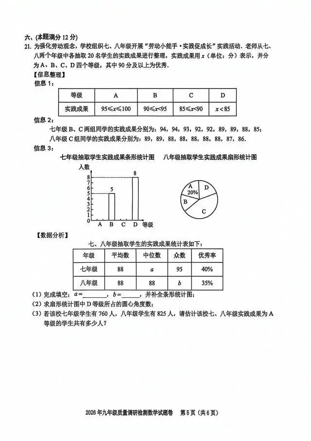 二套数学中考模拟卷 第13张