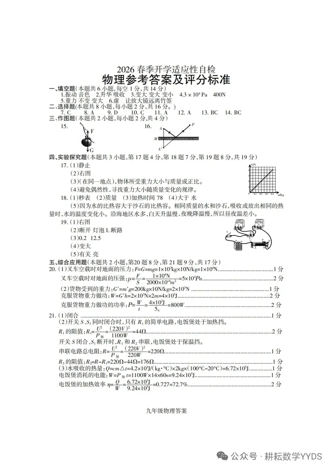 【焦作一模】2026年焦作市中考一模物理试卷及答案 第9张