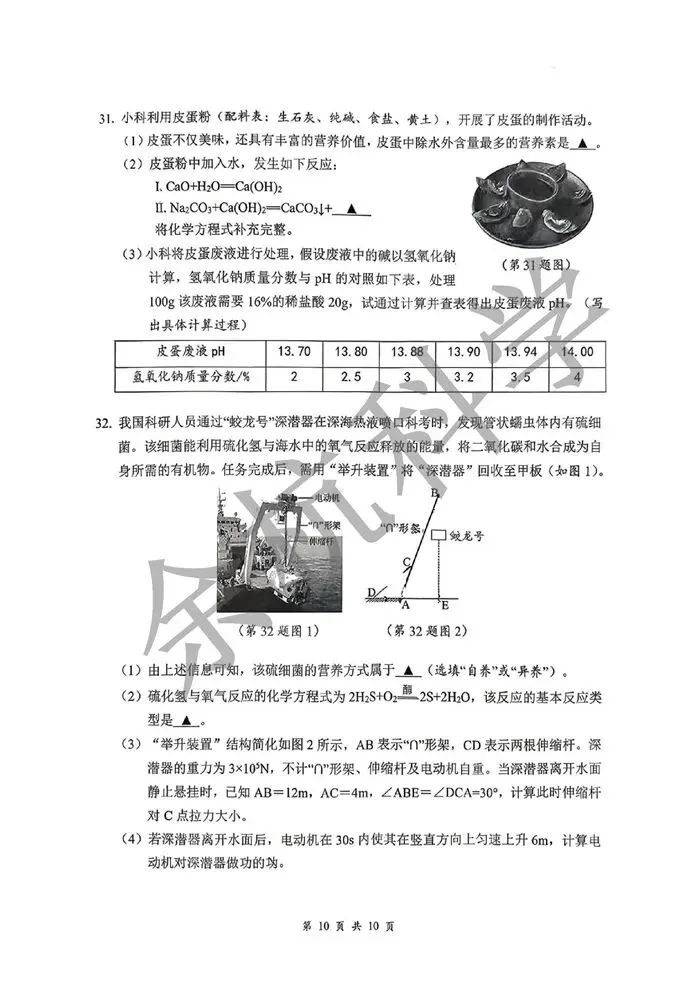 【中考模拟】浙江省衢州市柯城区2026年初中毕业生学业水平调研测试 科学试题卷 第15张