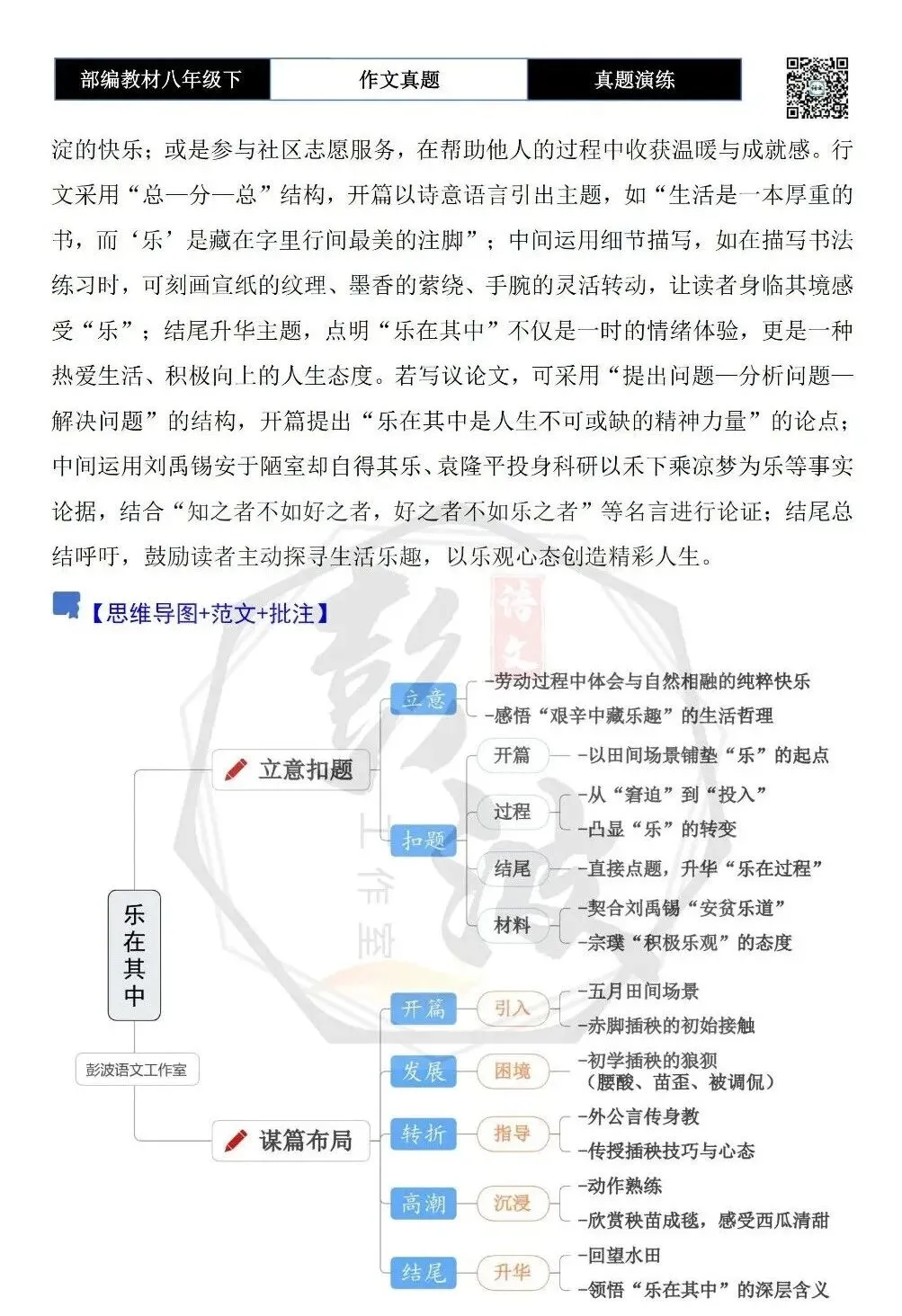 【作文-真题演练】八年级下-29-乐在其中-思维导图+解析+范文批注指导 第6张