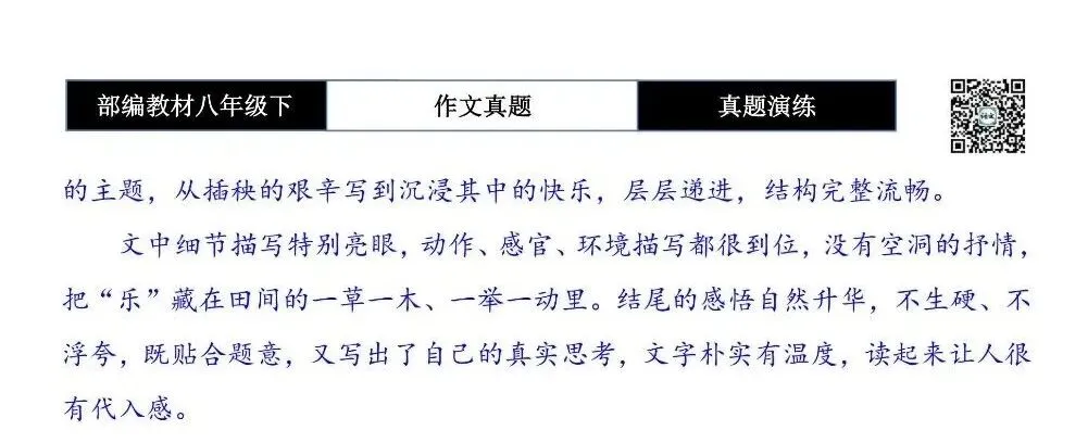 【作文-真题演练】八年级下-29-乐在其中-思维导图+解析+范文批注指导 第8张