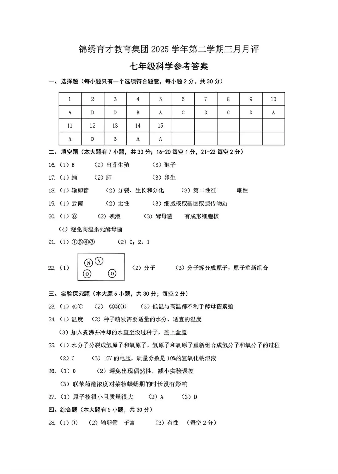 【2026浙江试卷】杭州市锦绣育才中学七下月考试卷(数学+科学)(2026.3) 第17张