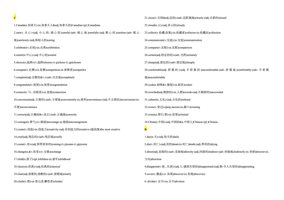 中考英语词性变换(背诵版) 第2张