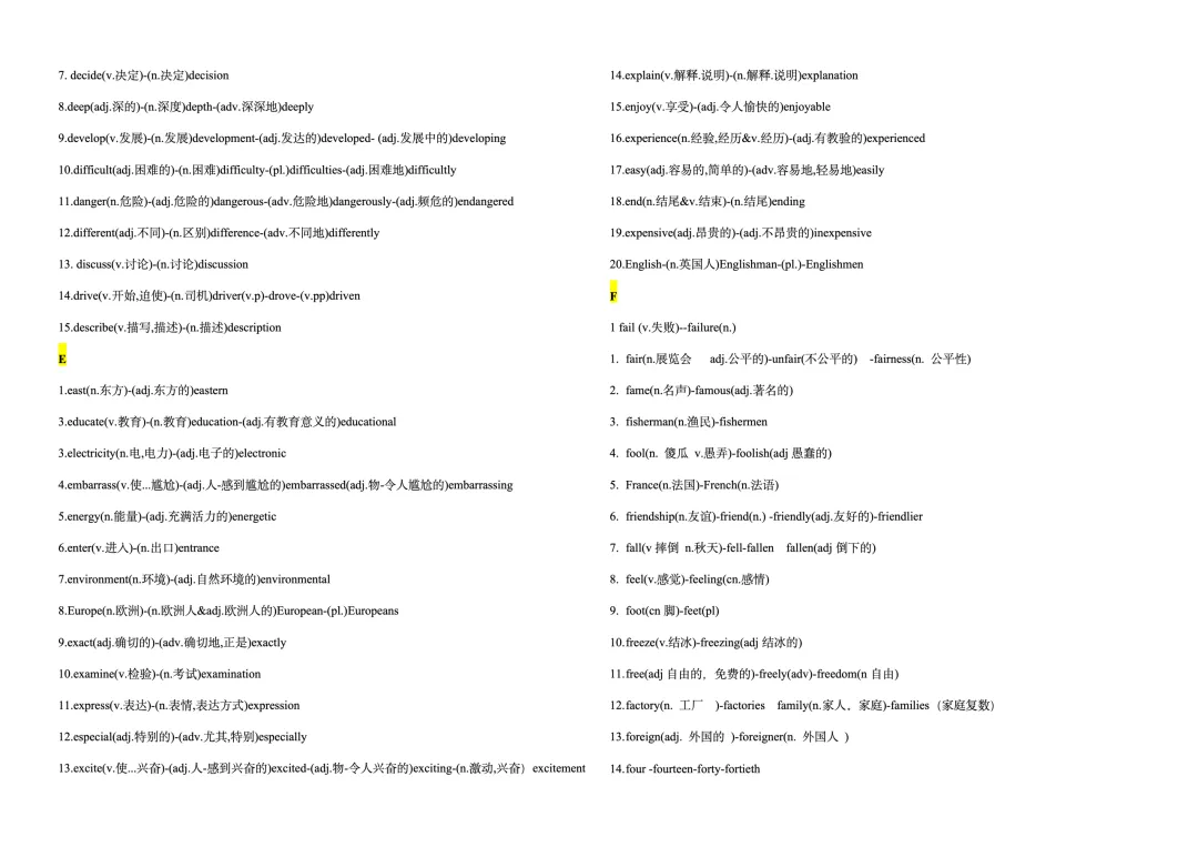 中考英语词性变换(背诵版) 第3张