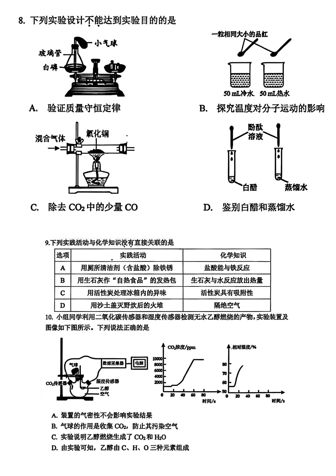 2026年各地九年级化学模拟考试卷最新汇总(高清)初三化学一模考试卷及答案 第44张