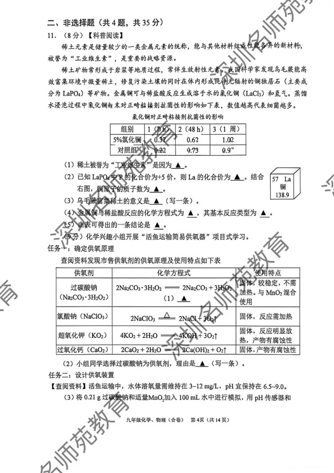 育才集团九年级一模考试物理化学试卷分析 第16张
