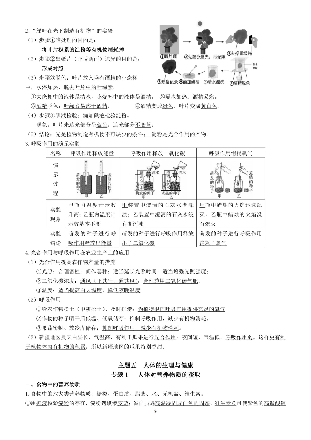 2026生物小中考复习提纲 第9张
