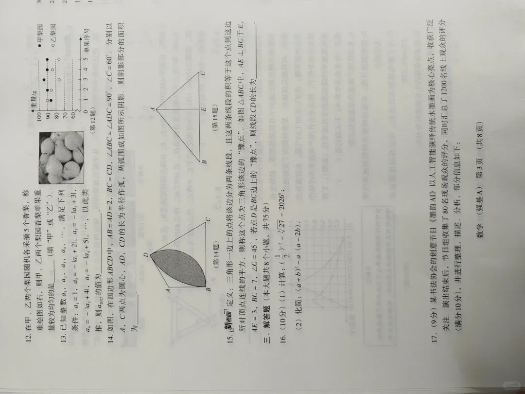 2026年新乡市九年级一模全科试卷 第11张
